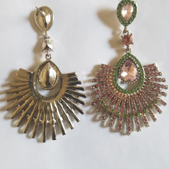 Large Cluster Teardrop Crystal Earrings for Women - Picture 3 of 4